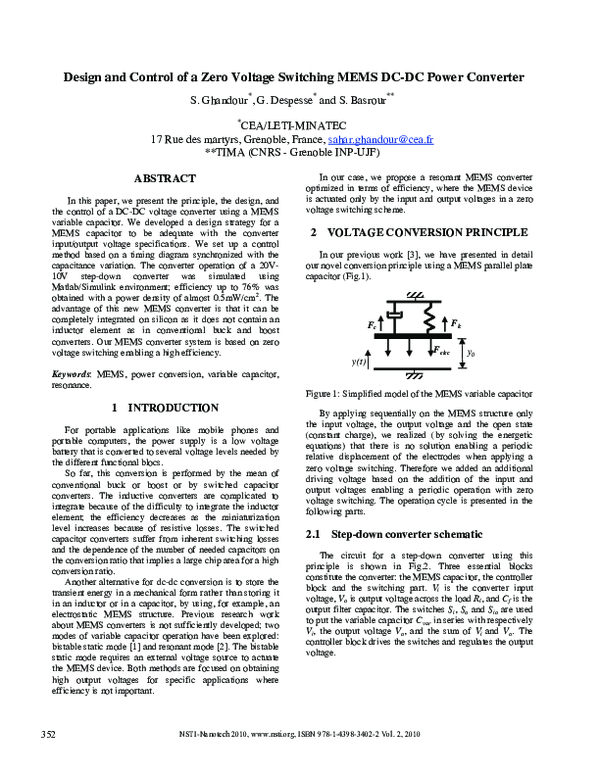 (PDF) Design and Control of a Zero Voltage Switching MEMS DC-DC Power ...
