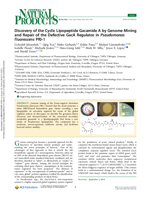 (PDF) Discovery of the Cyclic Lipopeptide Gacamide A by Genome Mining ...