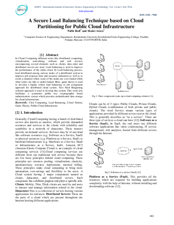 (PDF) A Secure Load Balancing Technique based on Cloud Partitioning for ...