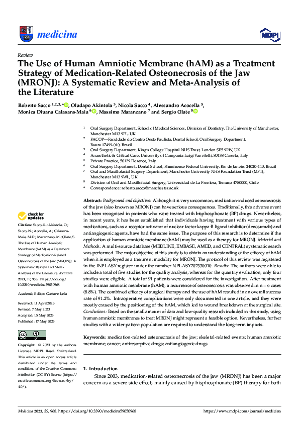 (PDF) The Use of Human Amniotic Membrane (hAM) as a Treatment Strategy ...