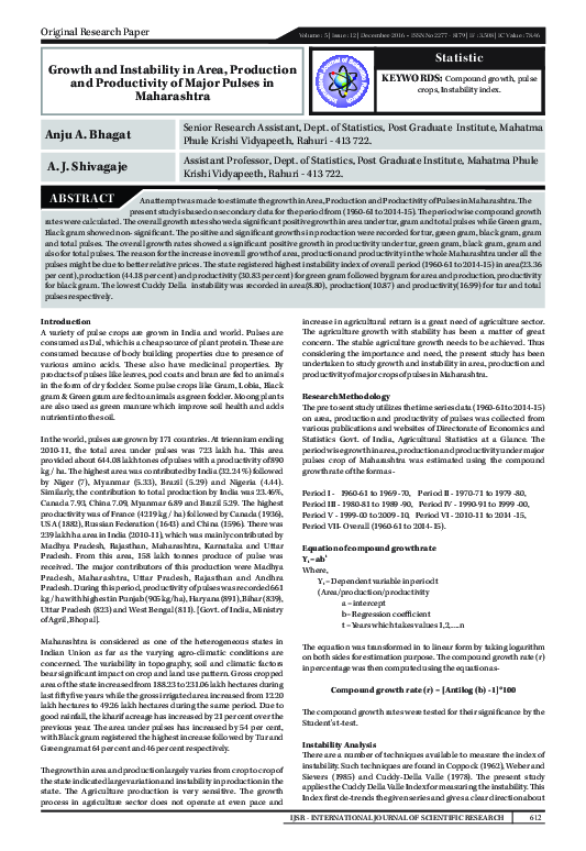 (PDF) Growth and Instability in Area, Production and Productivity of ...
