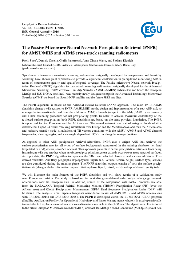 (PDF) The Passive Microwave Neural Network Precipitation Retrieval ...