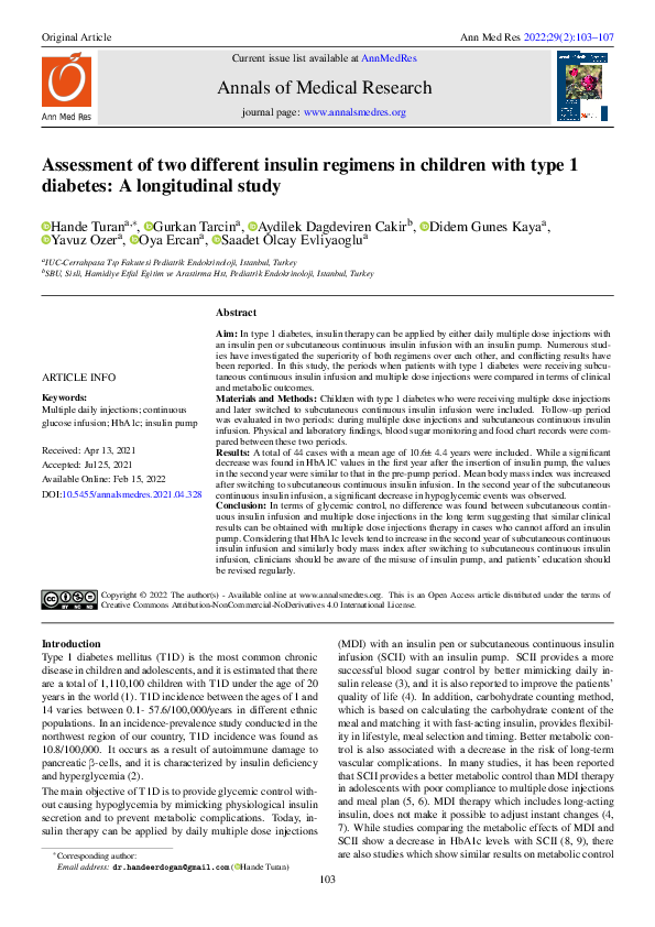 (PDF) Assessment of two different insulin regimens in children with ...