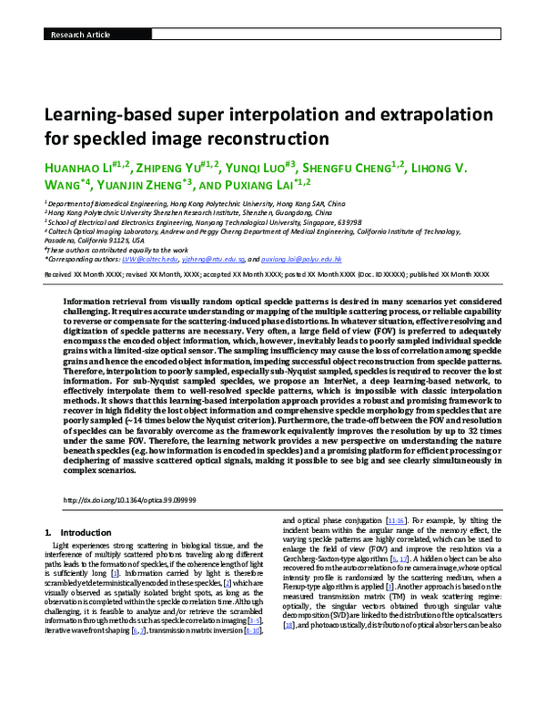 (PDF) Learning-based super interpolation and extrapolation for speckled ...