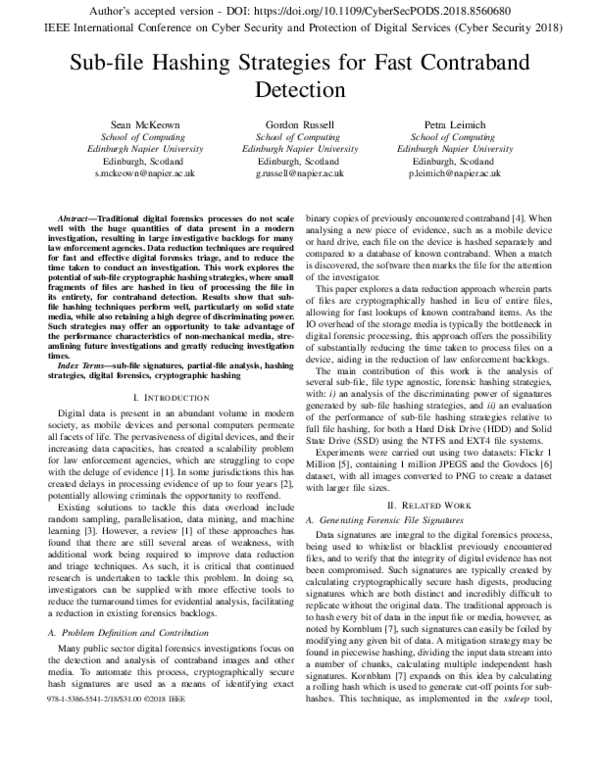  pdf sub file hashing strategies for fast contraband detection