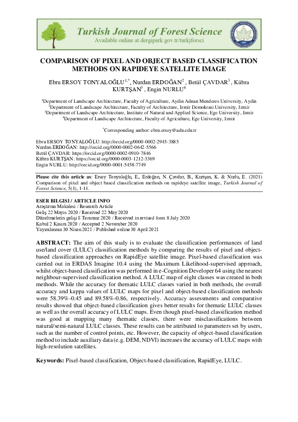 (PDF) Comparison of Pixel and Object Based Classification Methods on ...