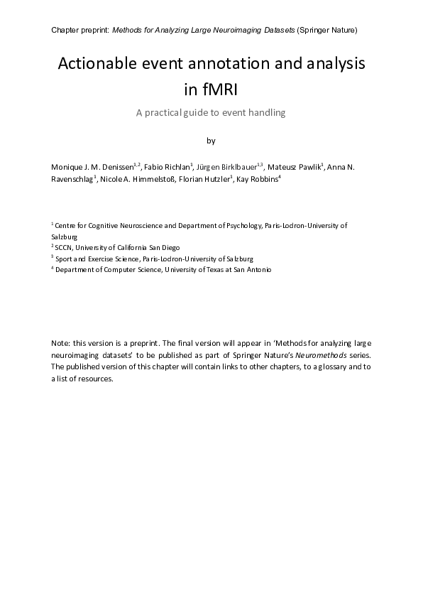 (PDF) Chapter preprint: Methods for Analyzing Large Neuroimaging ...
