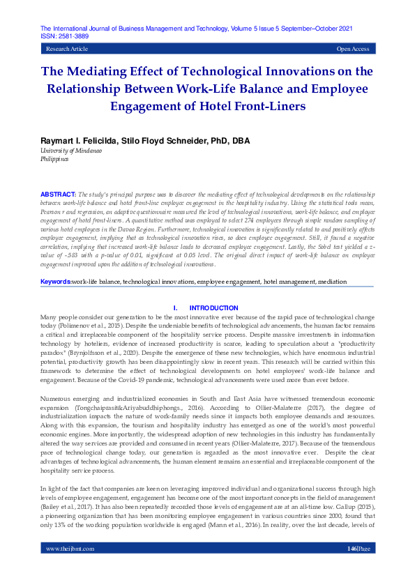 (PDF) The Mediating Effect of Technological Innovations on the ...