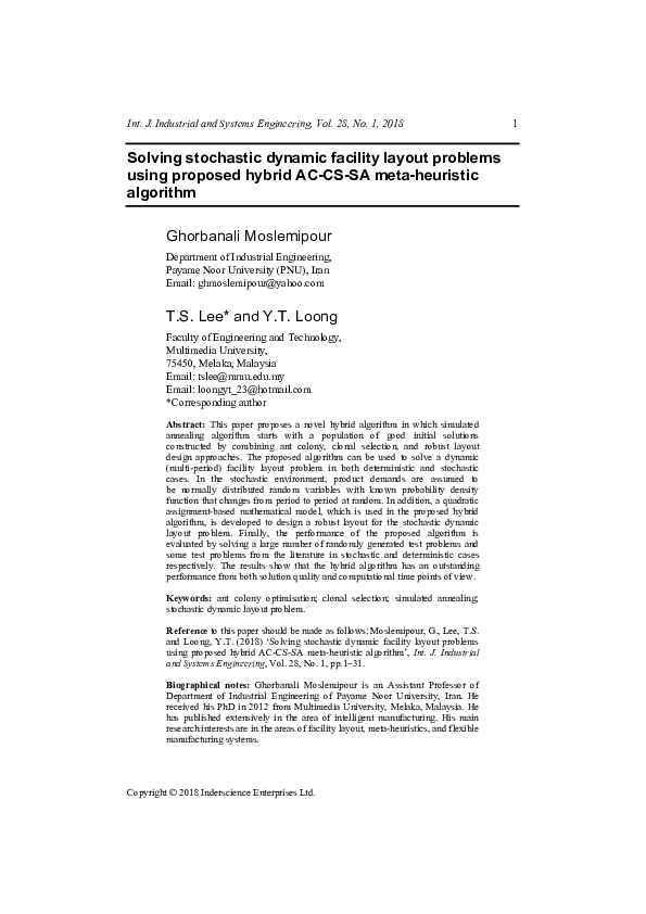 (PDF) Solving stochastic dynamic facility layout problems using ...