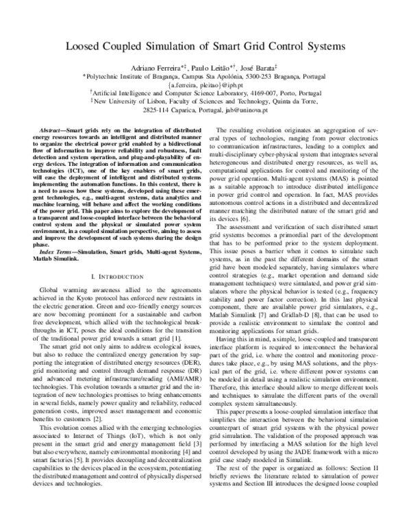 (PDF) Loosed coupled simulation of smart grid control systems