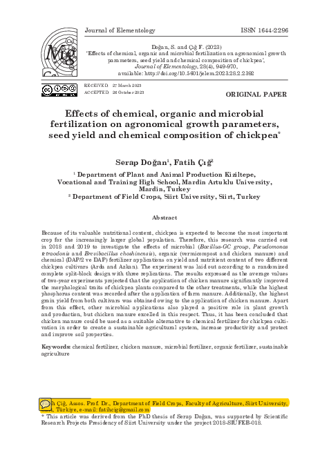 (PDF) Effects of chemical, organic and microbial fertilization on ...