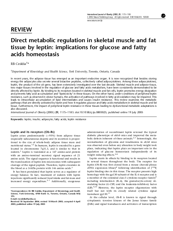 (PDF) Direct metabolic regulation in skeletal muscle and fat tissue by ...