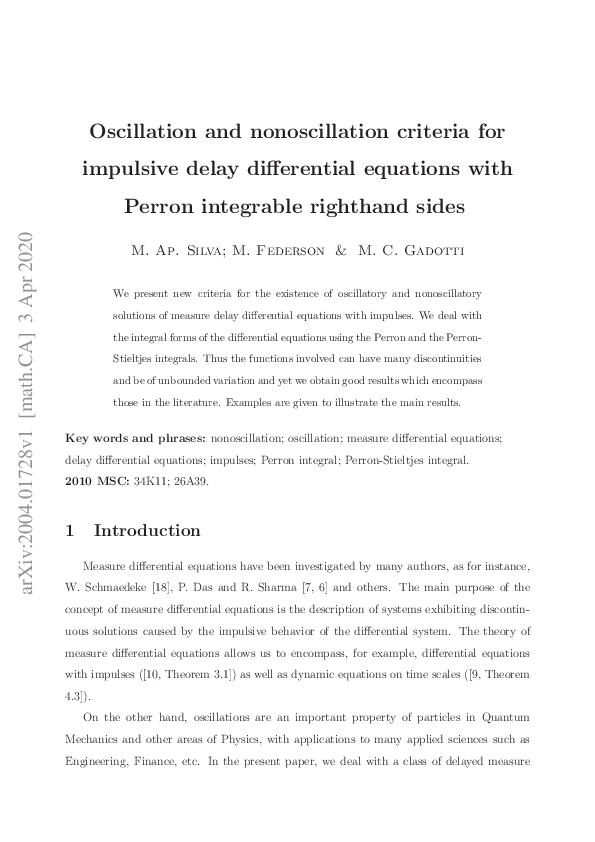 (PDF) Oscillation and nonoscillation criteria for impulsive delay ...