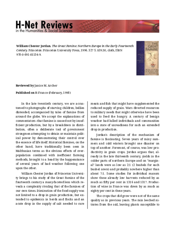 (PDF) The Great Famine: Northern Europe in the Early Fourteenth Century