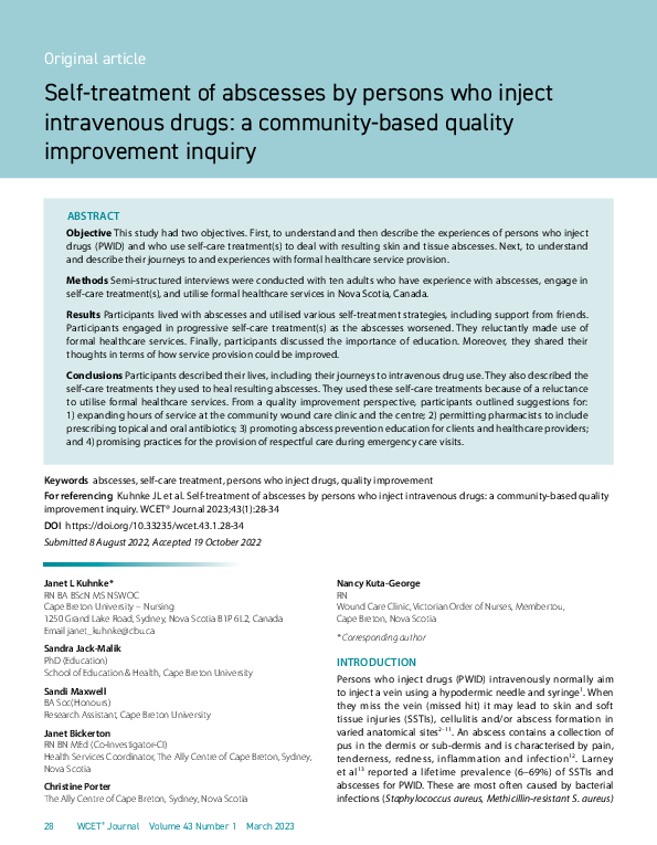 (PDF) Self-treatment of abscesses by persons who inject intravenous ...