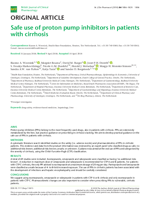 (PDF) Safe use of proton pump inhibitors in patients with cirrhosis