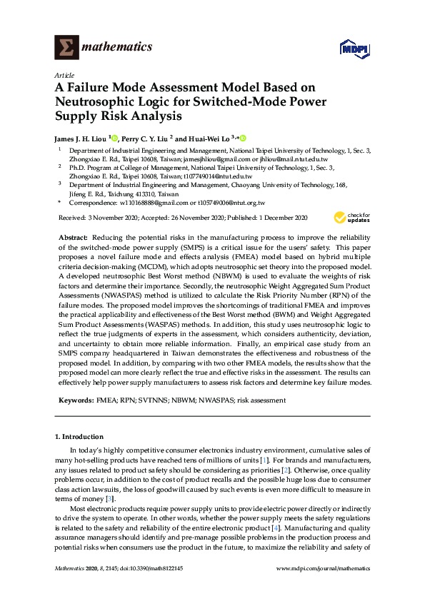 (PDF) A Failure Mode Assessment Model Based on Neutrosophic Logic for ...