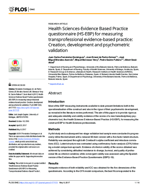 (PDF) Health Sciences-Evidence Based Practice questionnaire (HS-EBP ...