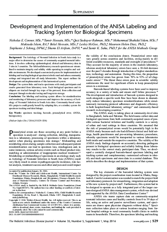 (PDF) Development and Implementation of the ANISA Labeling and Tracking ...
