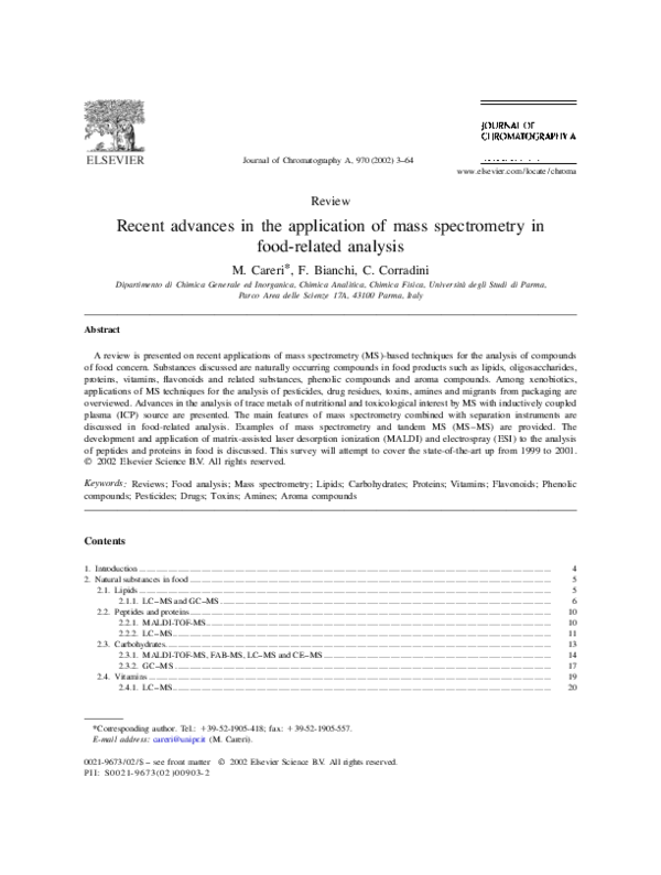 (PDF) Recent advances in the application of mass spectrometry in food ...