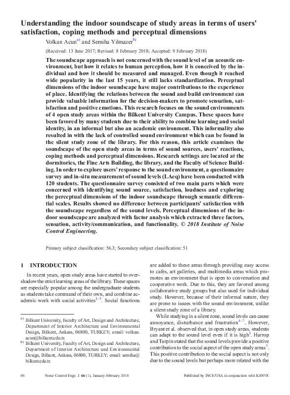(PDF) Understanding the indoor soundscape of study areas in terms of ...