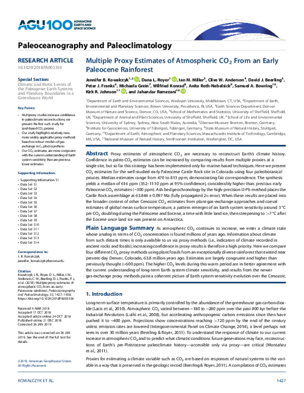 (PDF) Multiple Proxy Estimates of Atmospheric CO2From an Early ...