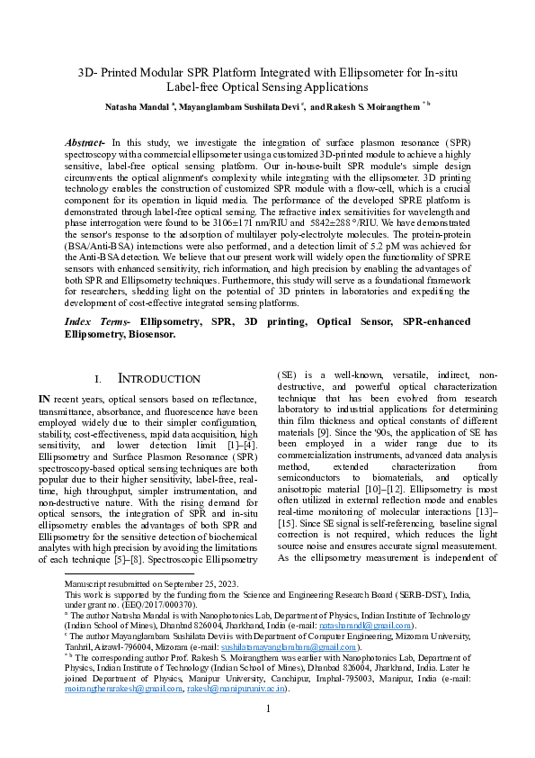 (PDF) 3D- Printed Modular SPR Platform Integrated with Ellipsometer for ...