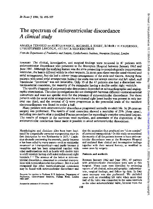 (PDF) The spectrum of atrioventricular discordance. A clinical study ...