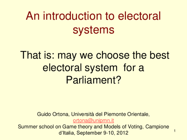 (PDF) An introduction to electoral systems