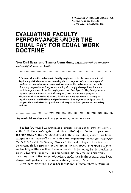 (PDF) Evaluating faculty performance under the equal pay for equal work ...