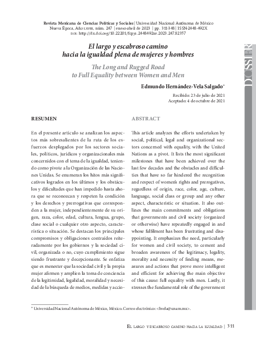 (PDF) El largo y escabroso camino hacia la igualdad plena de mujeres y ...