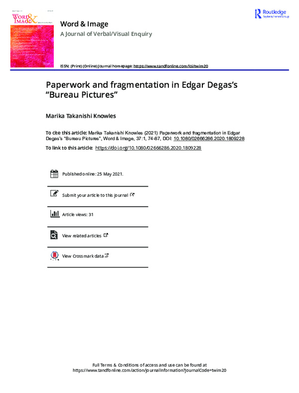 (PDF) Paperwork and fragmentation in Edgar Degas's 'Bureau Pictures'
