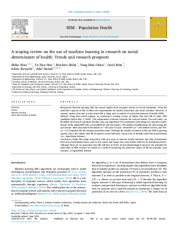 (PDF) A scoping review on the use of machine learning in research on ...
