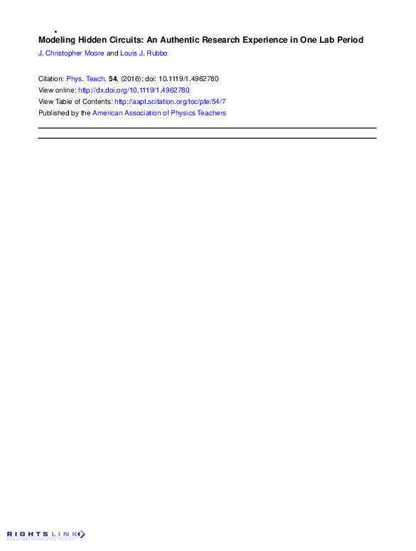 (PDF) Modeling Hidden Circuits: An Authentic Research Experience in One ...