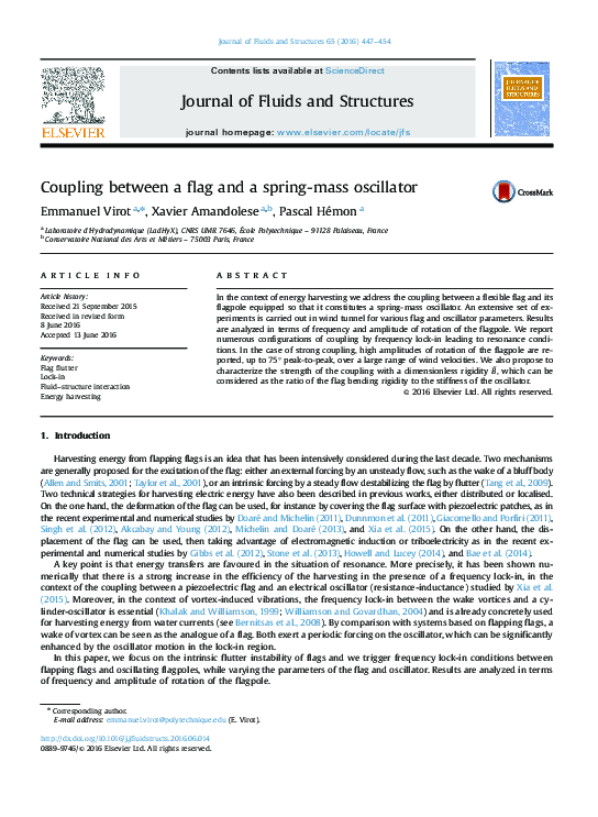 (PDF) Coupling between a flag and a spring-mass oscillator