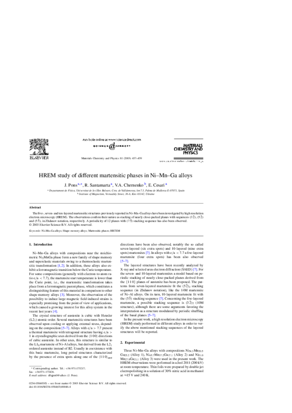 (PDF) HREM study of different martensitic phases in Ni-Mn-Ga alloys