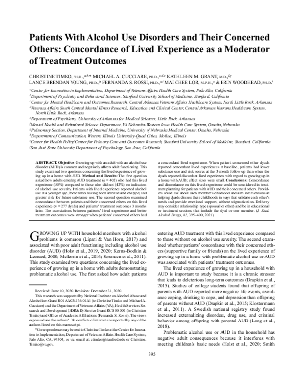 (PDF) Patients With Alcohol Use Disorders and Their Concerned Others ...