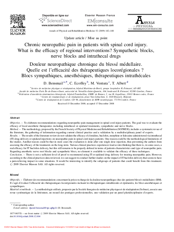 (PDF) Chronic neuropathic pain in patients with spinal cord injury ...