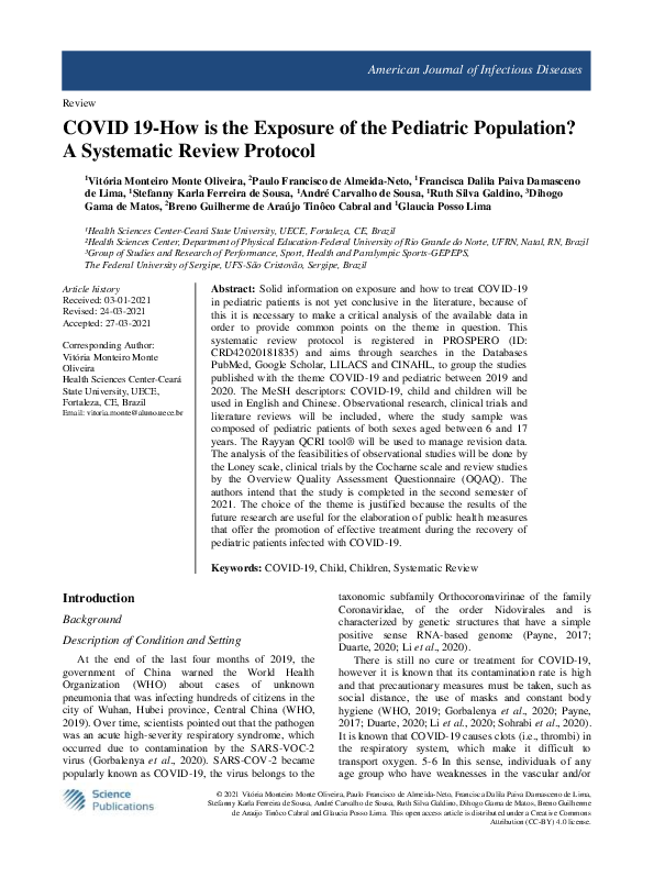 (PDF) COVID 19-How is the Exposure of the Pediatric Population? A ...
