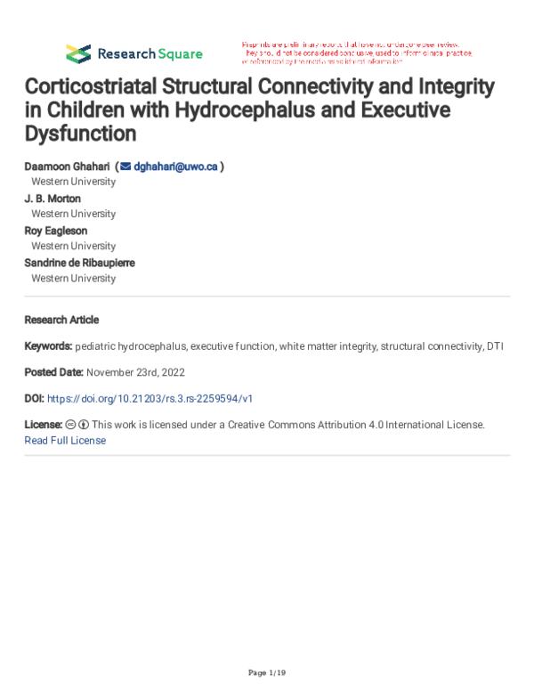 (PDF) Corticostriatal Structural Connectivity and Integrity in Children ...