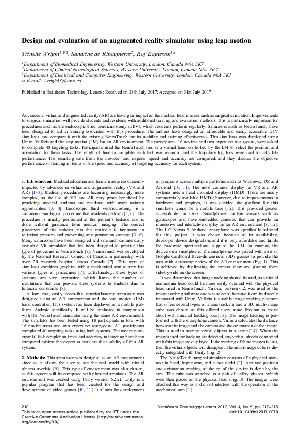 (PDF) Design and evaluation of an augmented reality simulator using ...