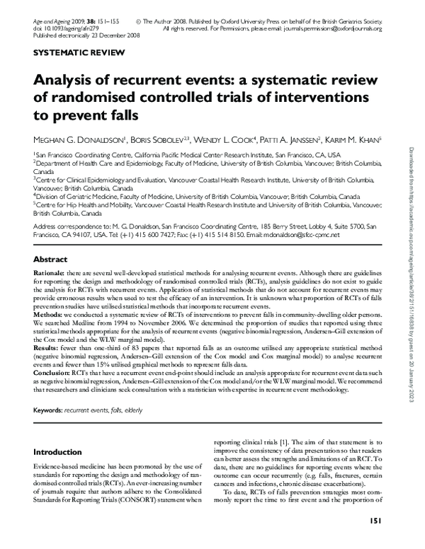 (PDF) Analysis of recurrent events: a systematic review of randomised ...