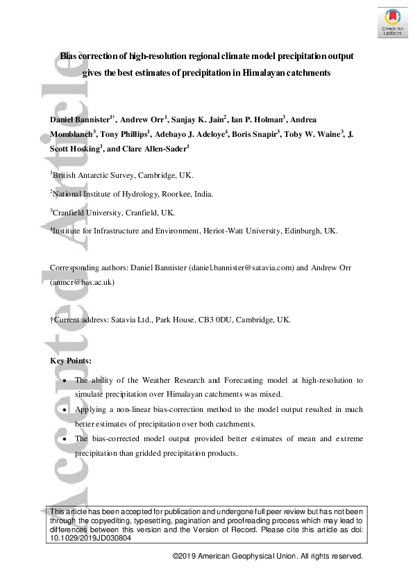 (PDF) Bias correction of high resolution regional climate model data