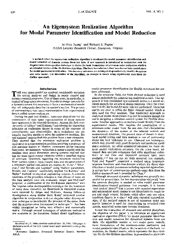 (PDF) An eigensystem realization algorithm for modal parameter ...