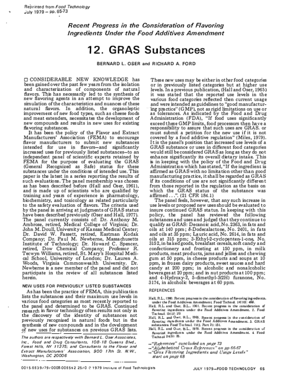 (PDF) Recent progress in the consideration of flavoring ingredients ...