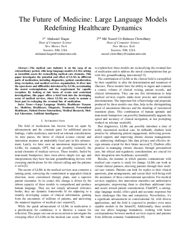 (PDF) The Future of Medicine: Large Language Models Redefining ...