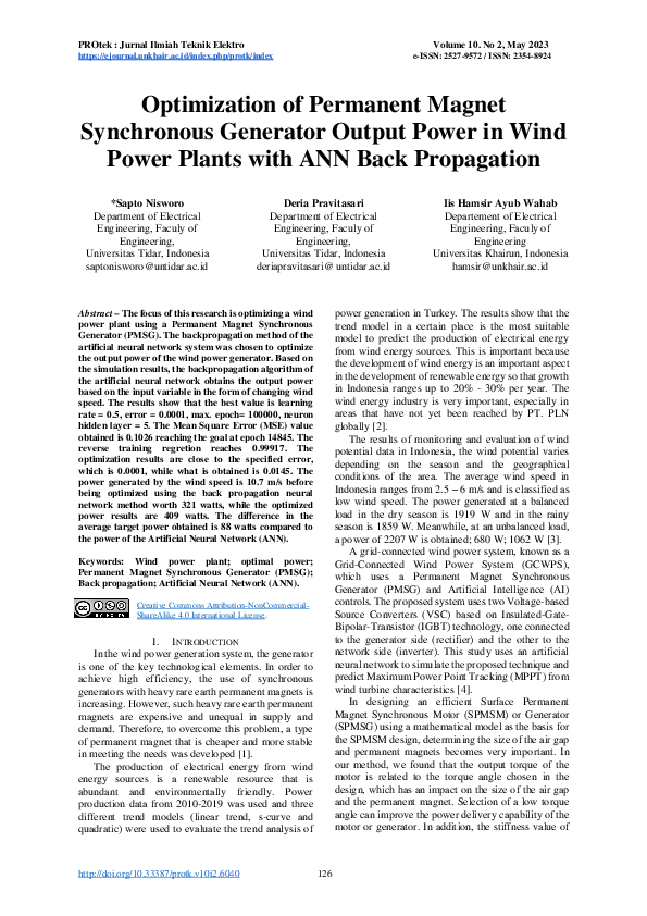 (PDF) Optimization of Permanent Magnet Synchronous Generator Output ...