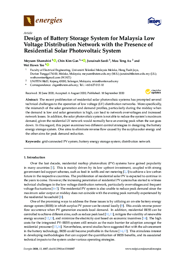 (PDF) Design of Battery Storage System for Malaysia Low Voltage ...