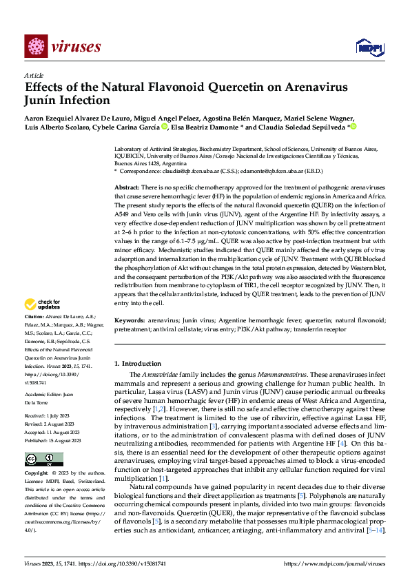 (PDF) Effects of the Natural Flavonoid Quercetin on Arenavirus Junín ...