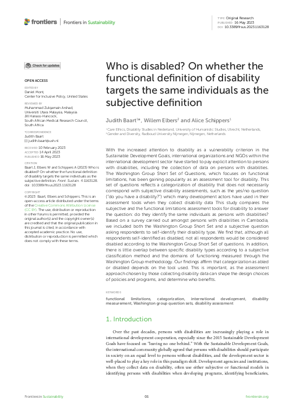 (PDF) Who is disabled? On whether the functional definition of ...